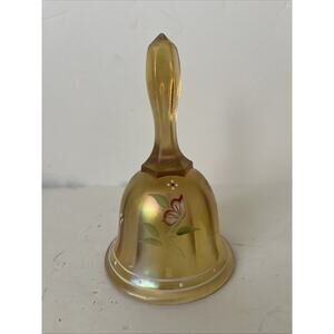 Fenton Hand Painted Kelly Pickenpaugh Irridized Bell w/ Butterflies